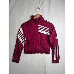 Adidas Originals Womens Deconstructed Track Jacket Magenta Pink White Stripes S
